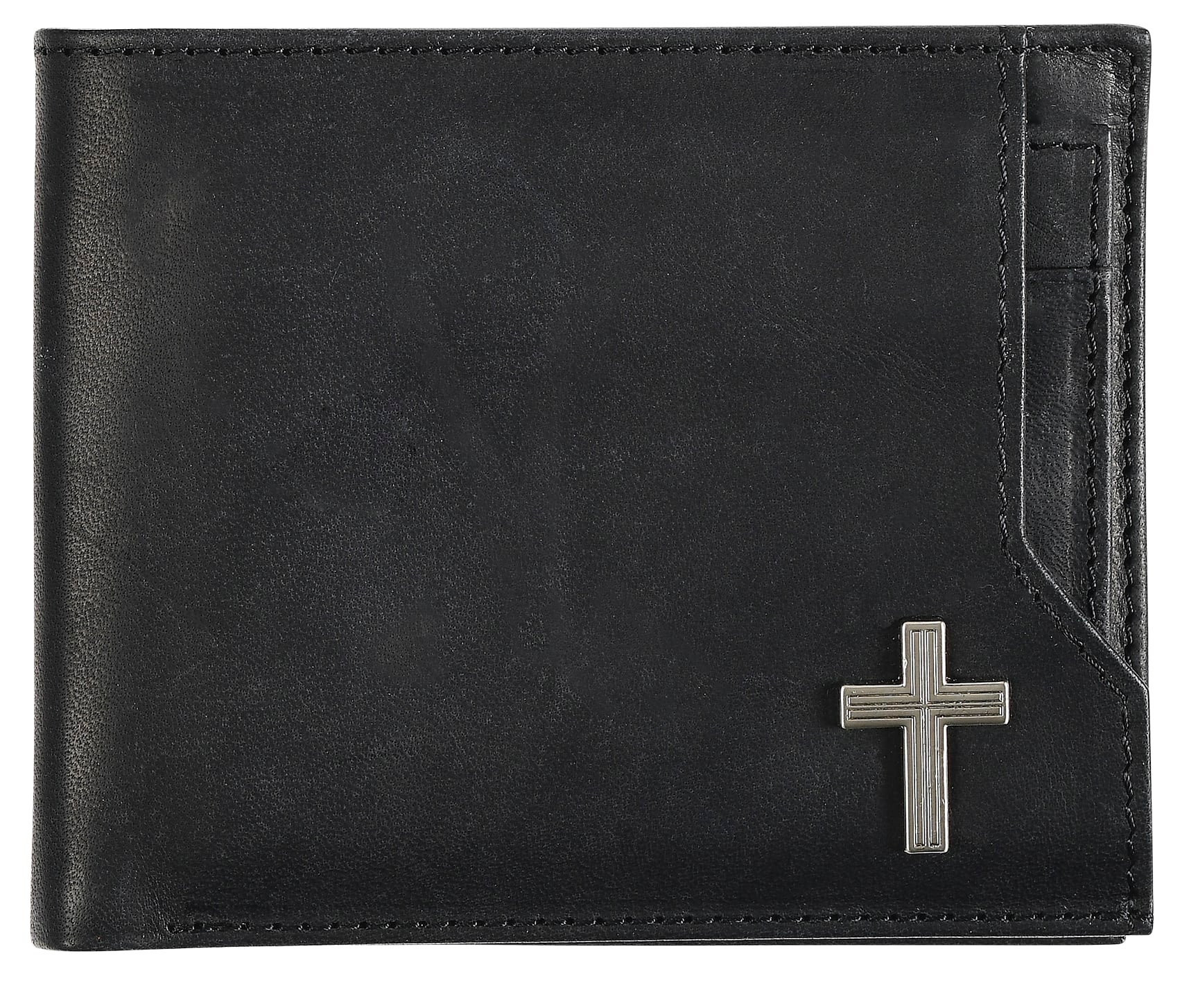 Leather Wallet: Cross Badge, Bi-Fold, Rfid-Blocking, Gift Boxed
