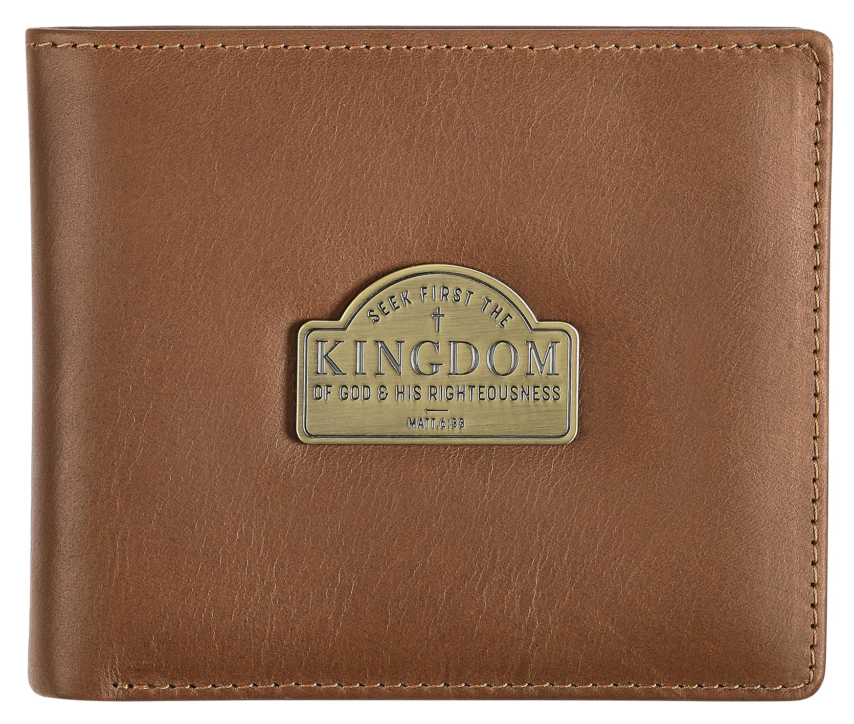 Leather Wallet: Seek First the Kingdom, Matt. 6:33, Bi-Fold, Zipper Coin Pocket, Rfid-Blocking, Gift Boxed