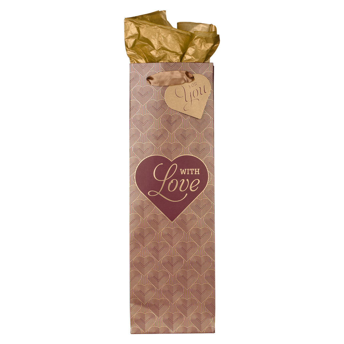 Gift Bag Bottle: With Love, Gold Accents