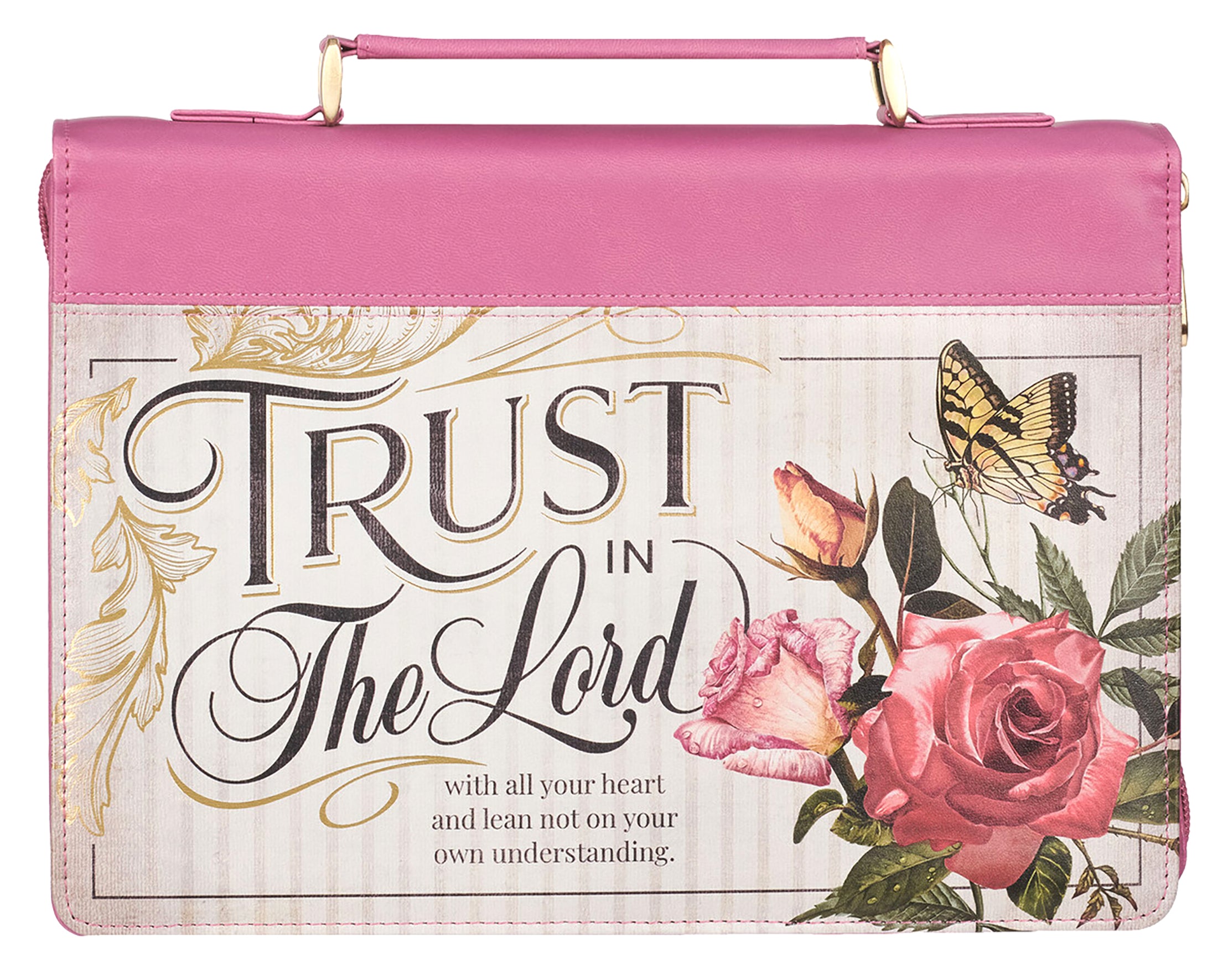 Bible Cover Medium: Trust in the Lord Pink Rose (Hope & Trust Collection)