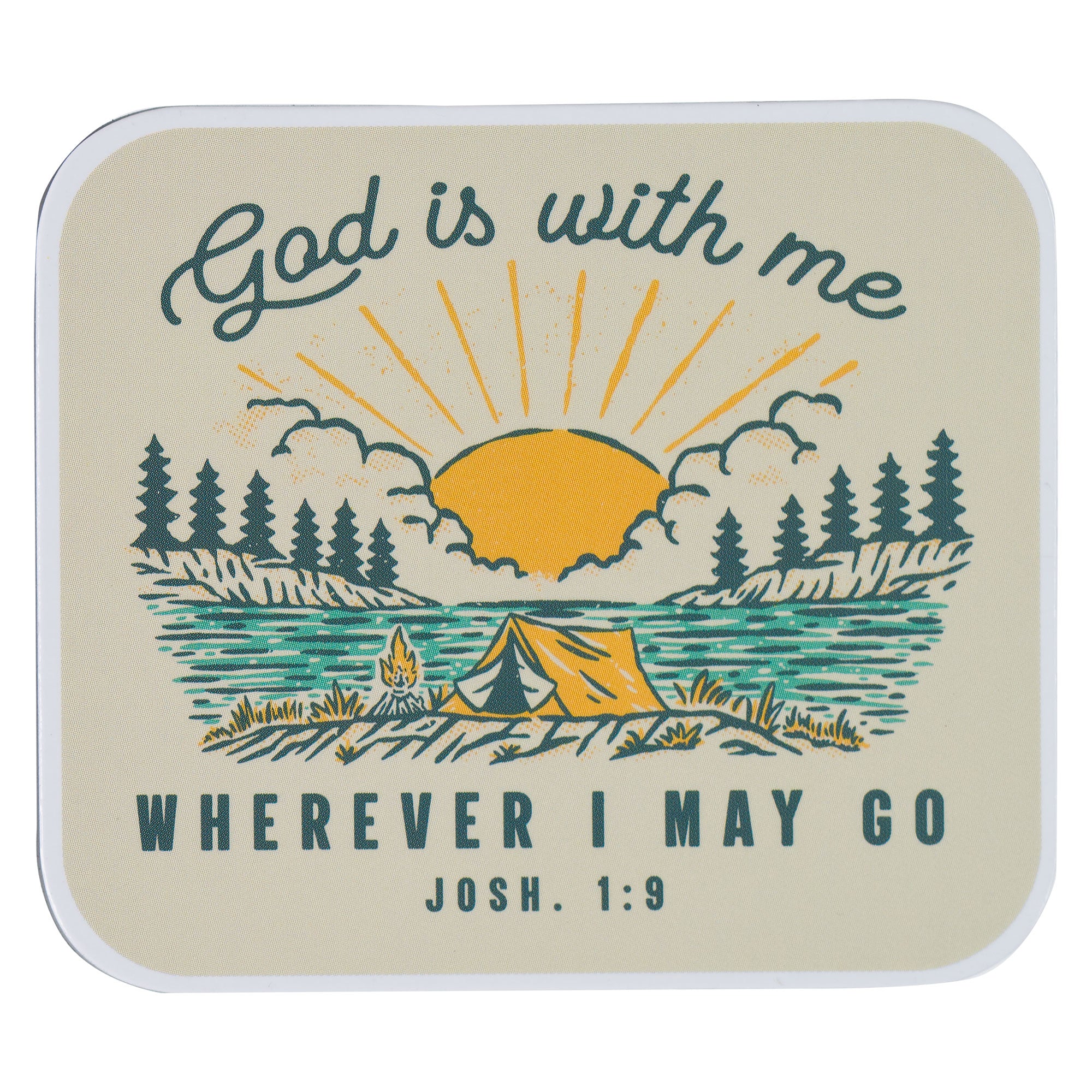 Die-Cut Magnet: God is With Me, Tent in the Forest (Joshua 1:9)