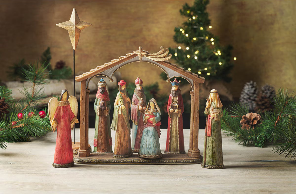Christmas Nativity Set (9 pieces, Resin): Timeless Traditions
