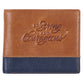 Leather Wallet: Be Strong & Courageous,  Josh. 1:9 (Butterscotch and Navy)