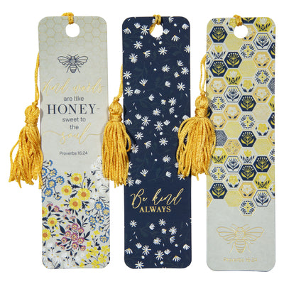 Tassel Bookmark (Set  of 3): Kind Words,  Prov. 16:24 (Kindness is Like Honey)