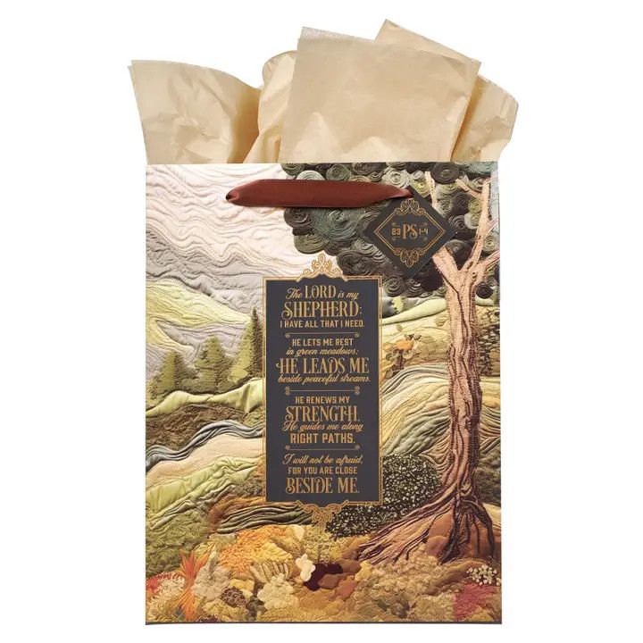 Gift Bag Large: The Lord Is My Shepherd (Ps. 23) Green (Meadow Tapestry Collection)