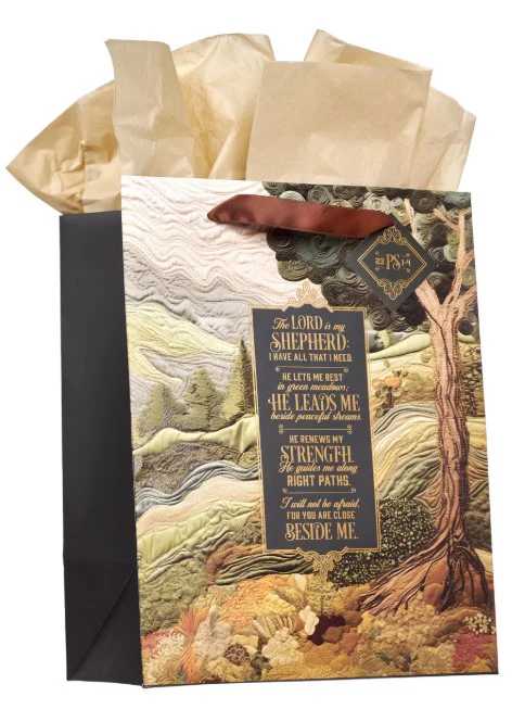 Gift Bag Large: The Lord Is My Shepherd (Ps. 23) Green (Meadow Tapestry Collection)