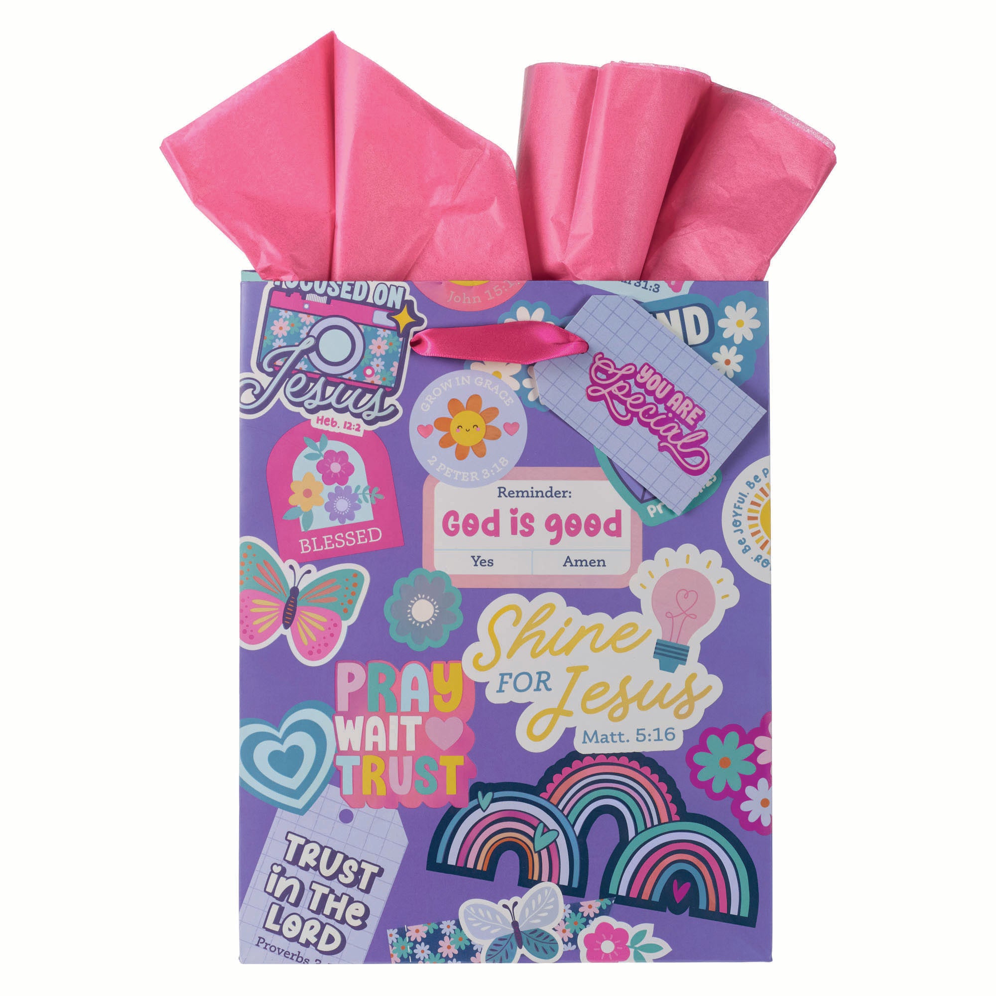 Gift Bag Medium: Shine for Jesus, Purple (Stickers for Girls Collection)