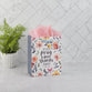 Gift Bag Medium: Rejoice, Pray & Give Thanks Always (1 Thess. 5: 16-18) White/Pink (Grateful Garden Collection)