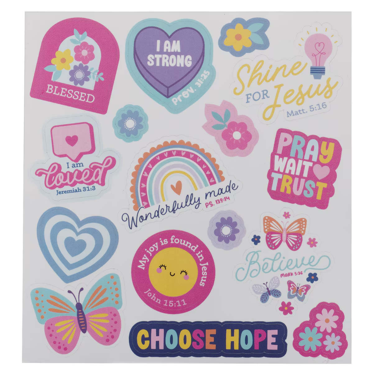 Water Bottle, Stainless Steel (503 ml): Wonderfully Made, Psalm 139:14, purple, includes 15+ sticker sheet, Shine for Jesus (Stickers for Girls Collection)