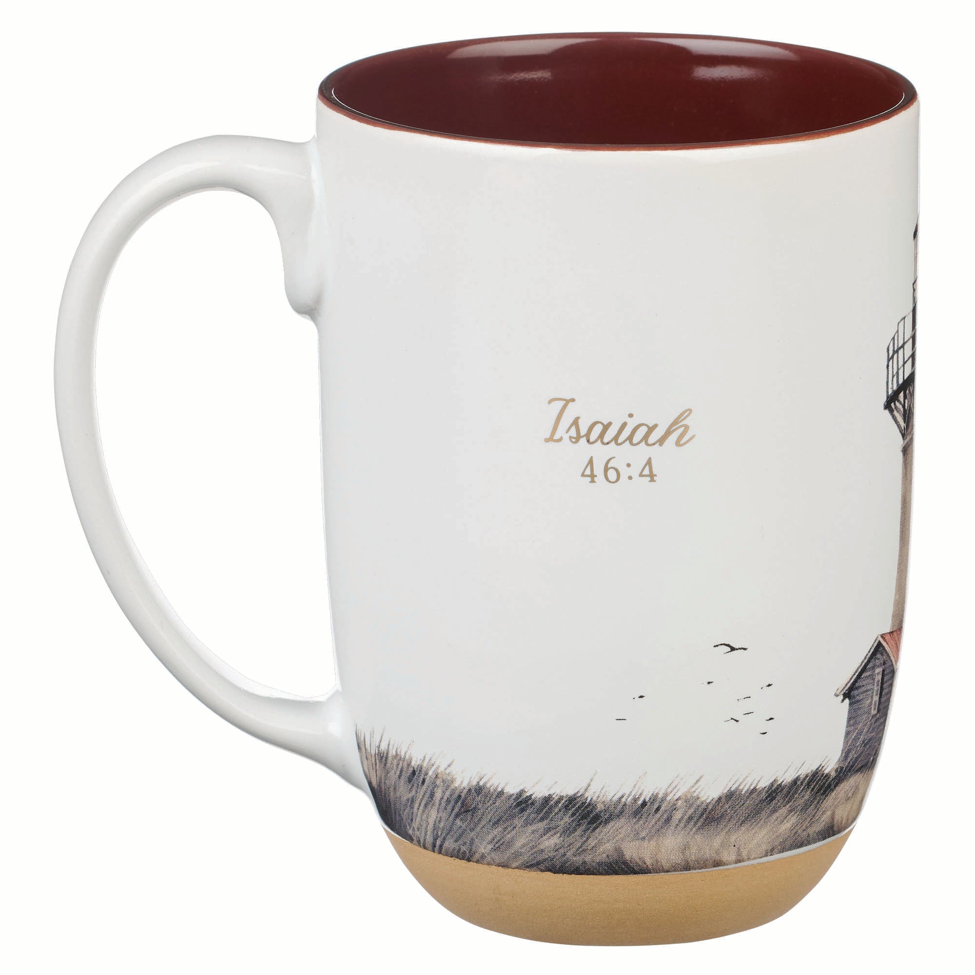 Ceramic Mug (444 ml): I Will Sustain You (Isa. 46:4) Brown inside, foil accents (Lighthouse Collection)