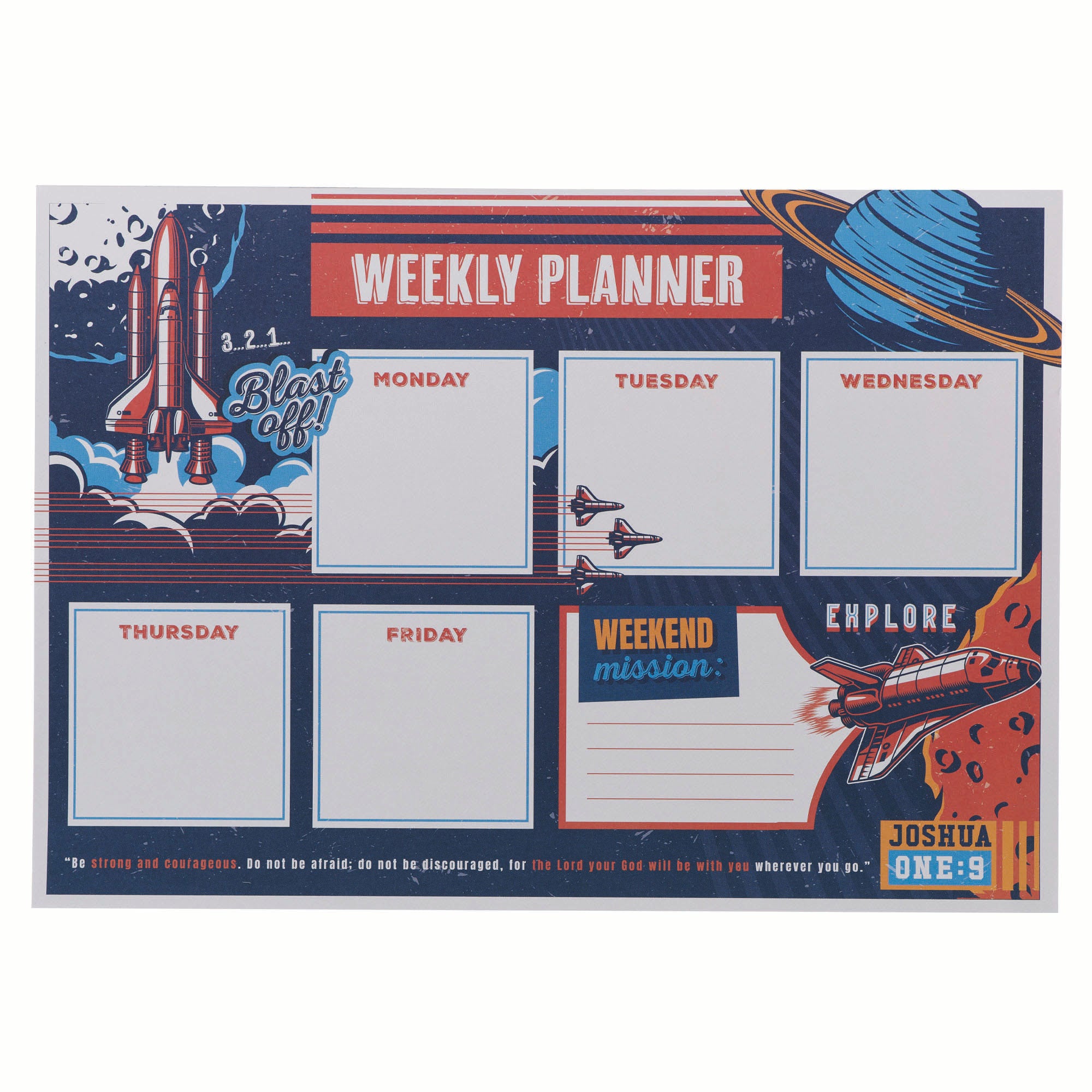Undated Weekly Desktop Diary/Planner: Be Brave, Space Collection