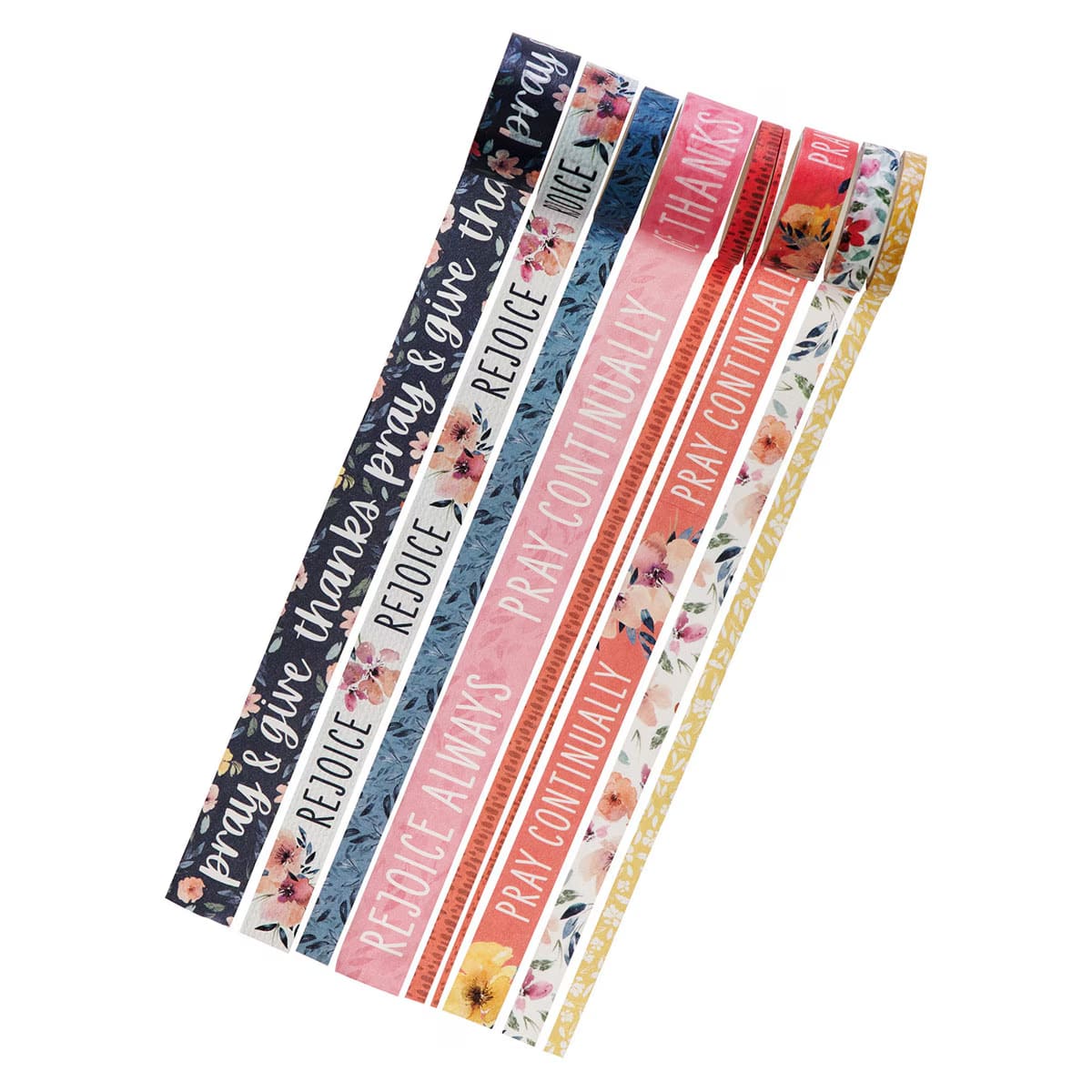 Washi Tape (8 Roll Set): Rejoice Always 1 Thess. 5:16-18 (Grateful Garden Collection)