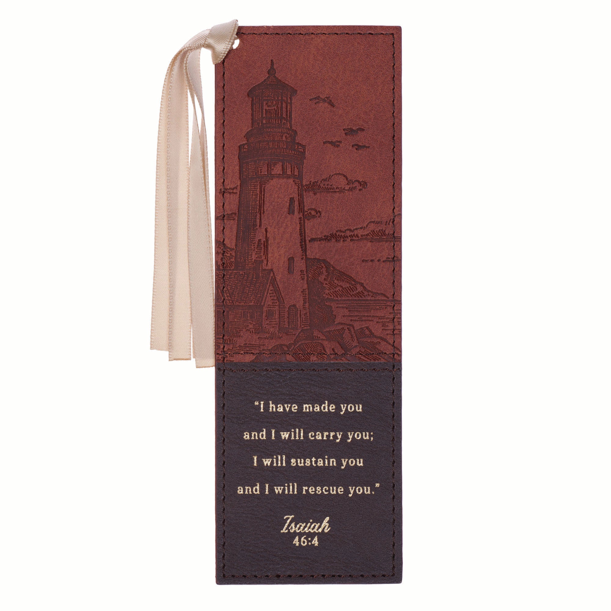 Bookmark with Ribbon: I Will Carry You (Isa. 46:4) Brown (Lighthouse Collection)