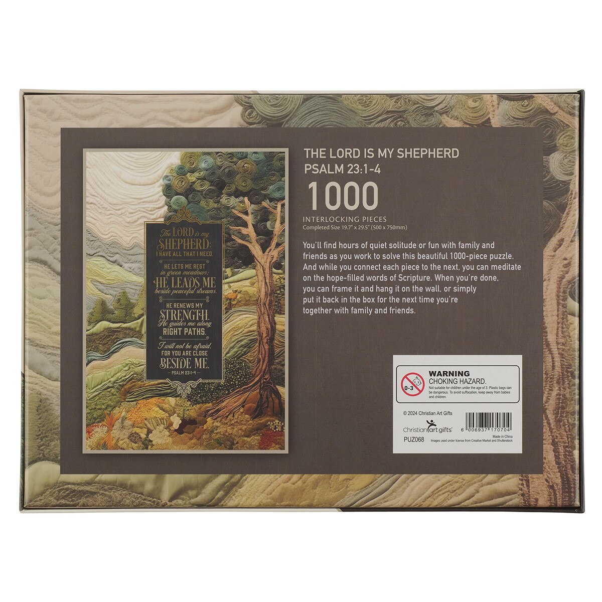 Jigsaw Puzzle (1000 Piece): The Lord is My Shepherd, Psalm 23, Green (Meadow Tapestry Collection)