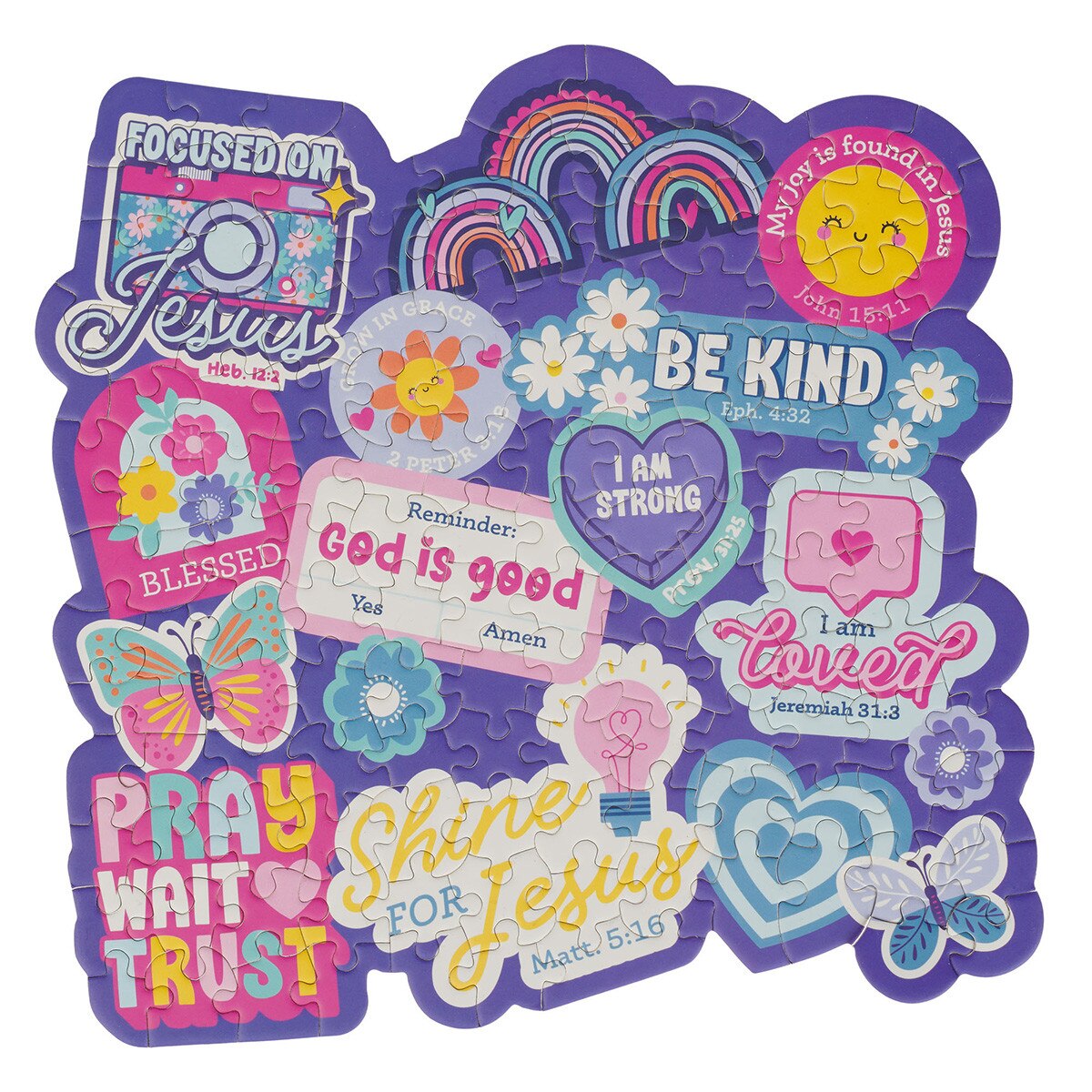 Jigsaw Puzzle (140 pieces): Shine for Jesus (Matt. 5:16) Stickers for Girls Collection