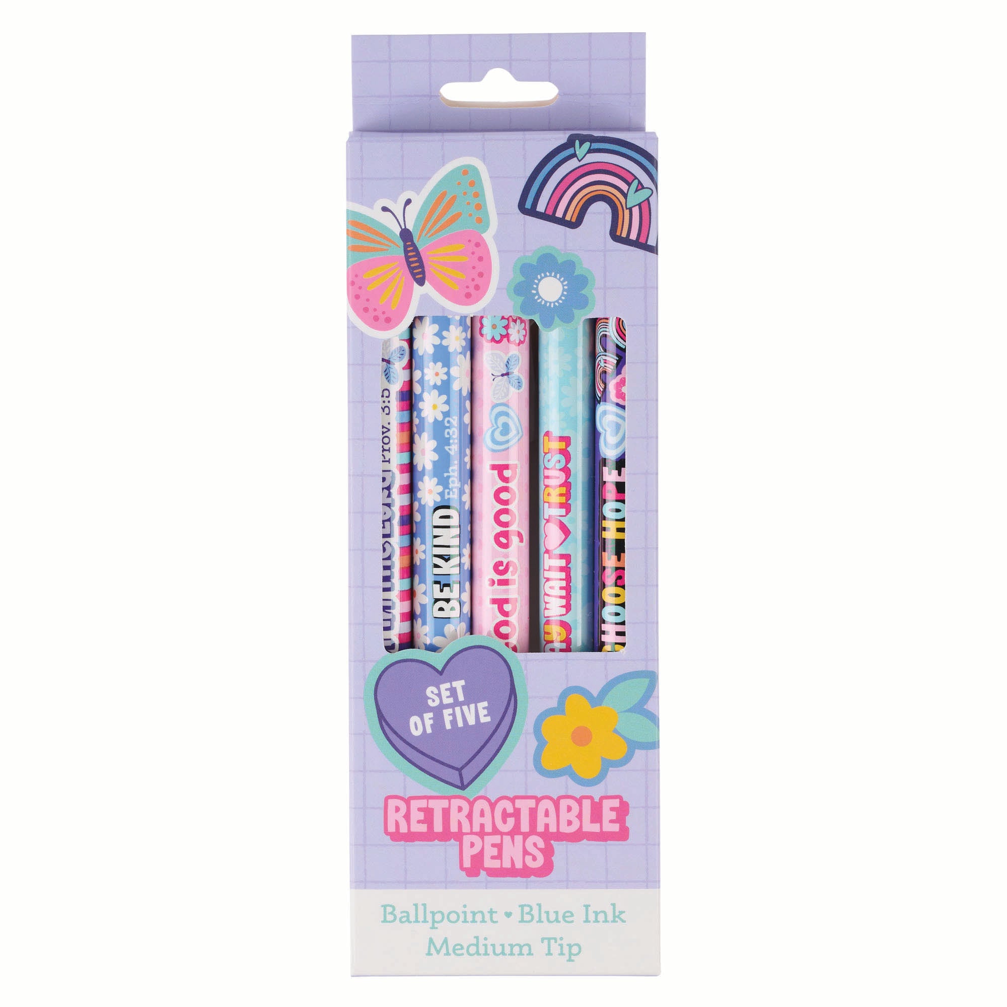Pens (Set of 5): Retractable, Shine for Jesus (Stickers for Girls Collection)