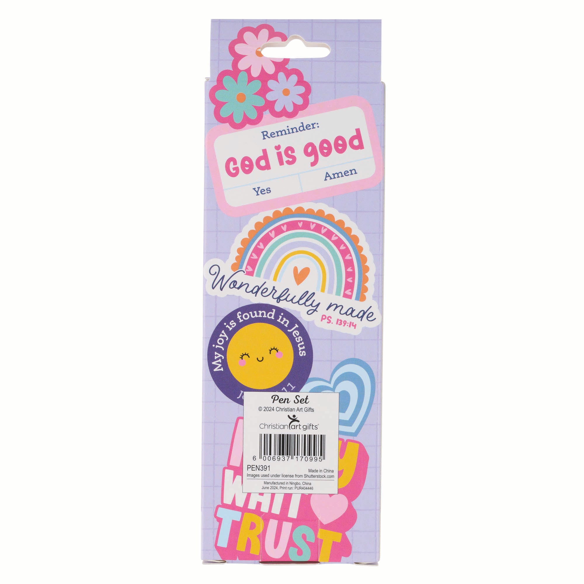 Pens (Set of 5): Retractable, Shine for Jesus (Stickers for Girls Collection)