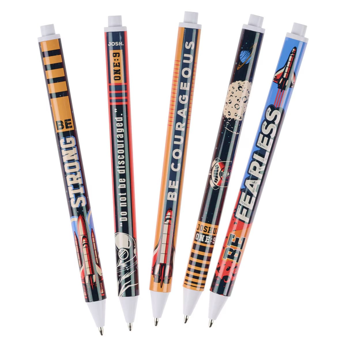 Pens (Set of 5): Retractable, Be Brave, Space Collection