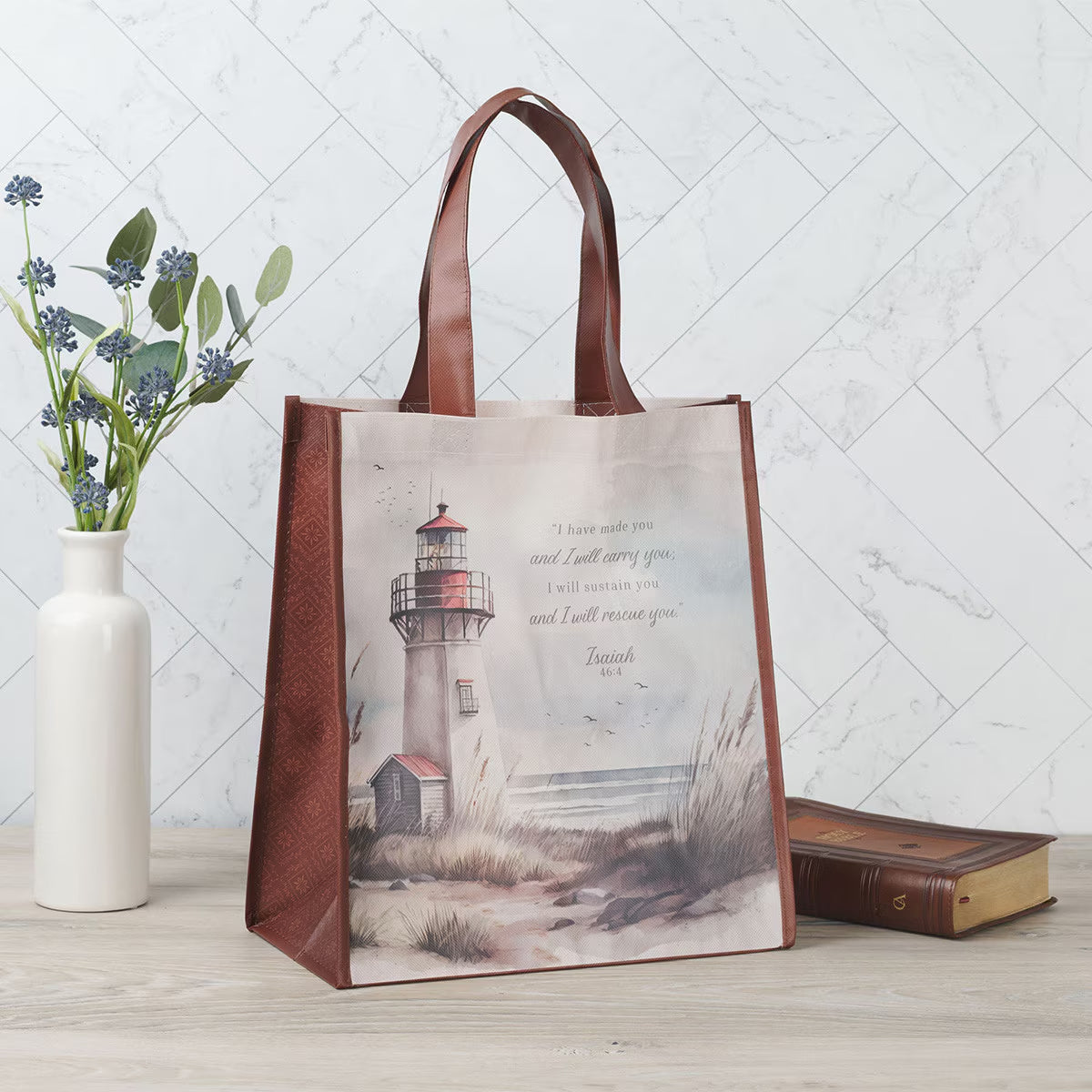 Reusable Tote Bag: I Will Carry You, Isa. 46:4 (Lighthouse Collection)
