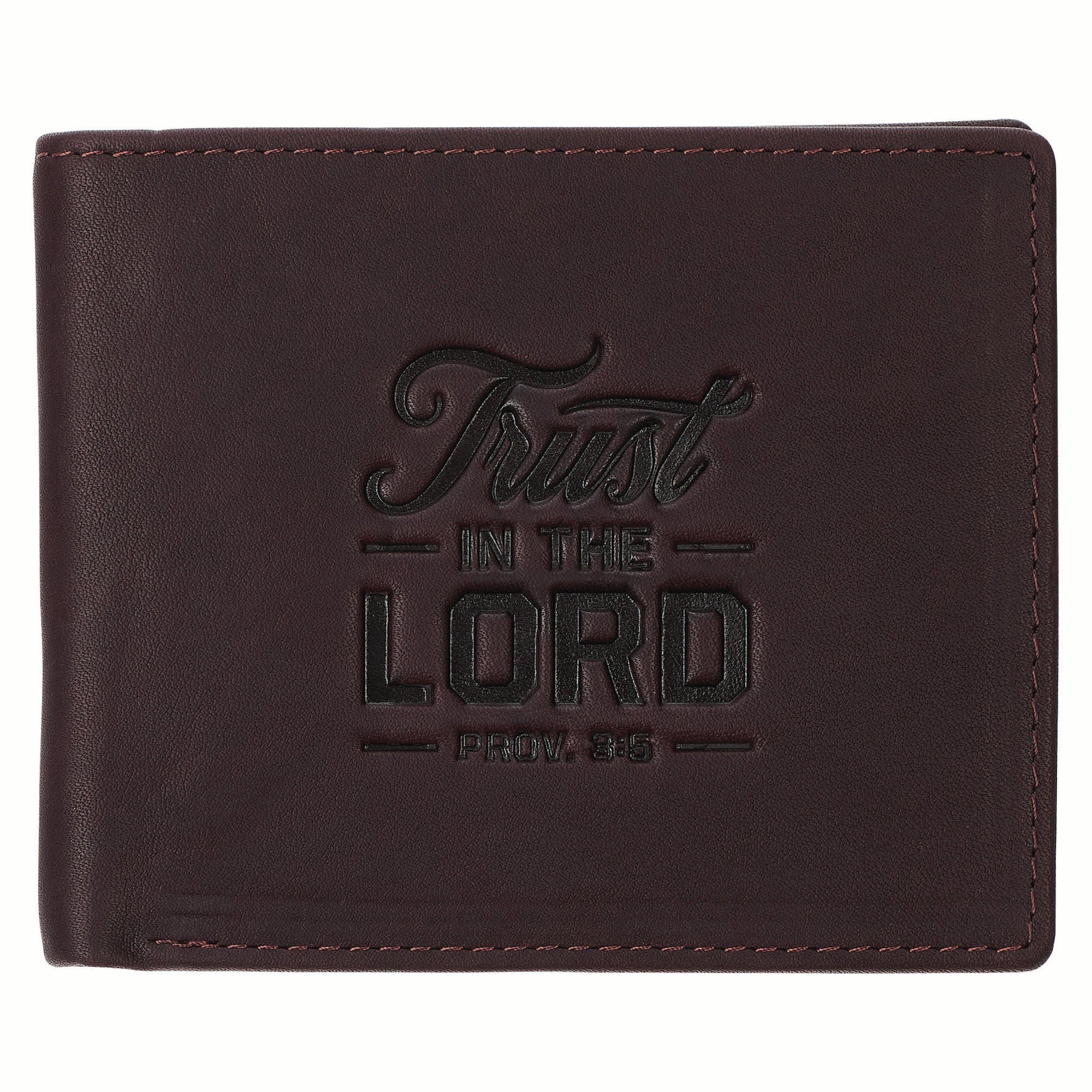Wallet Leather: Trust in the Lord (Prov. 3:5) Brown, RFID blocking