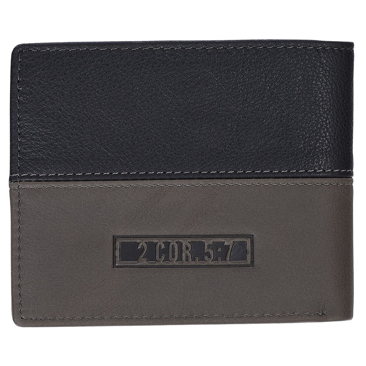 Wallet Leather: Walk by Faith (2 Cor. 5:7) Black/Gray, RFID blocking