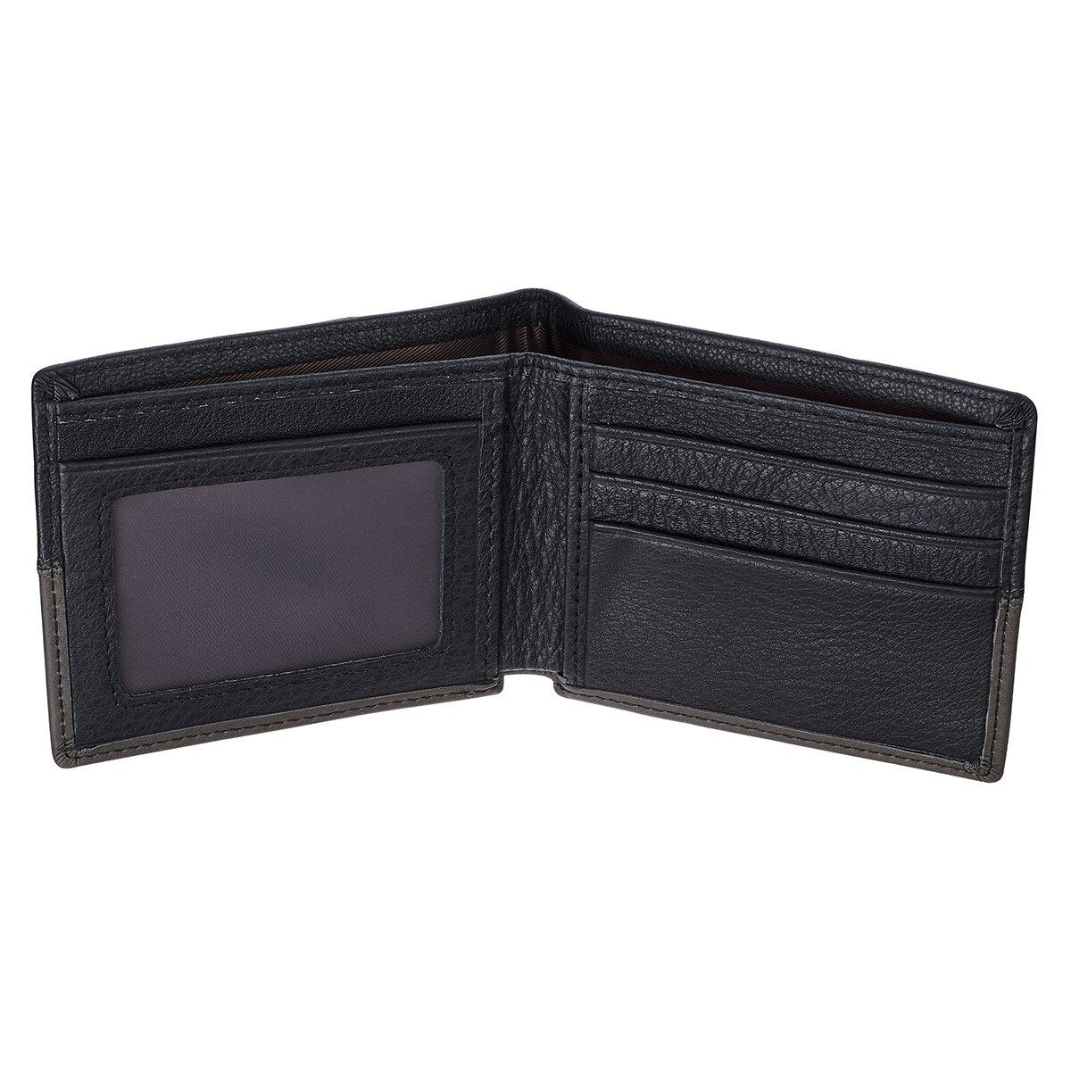 Wallet Leather: Walk by Faith (2 Cor. 5:7) Black/Gray, RFID blocking