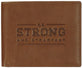 Wallet Leather: Be Strong and Steadfast (Deut. 31:6) Tan, RFID blocking