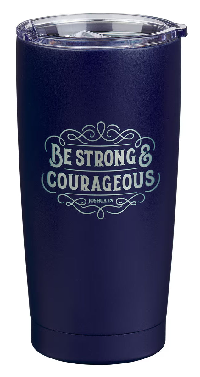 Tumbler Stainless Steel (532 ml): Be Strong (Josh. 1:9), Navy