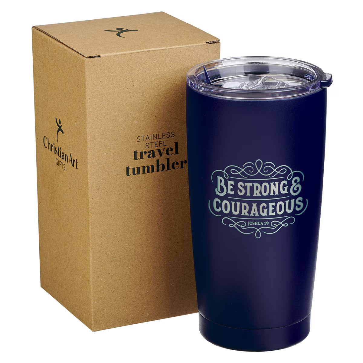 Tumbler Stainless Steel (532 ml): Be Strong (Josh. 1:9), Navy