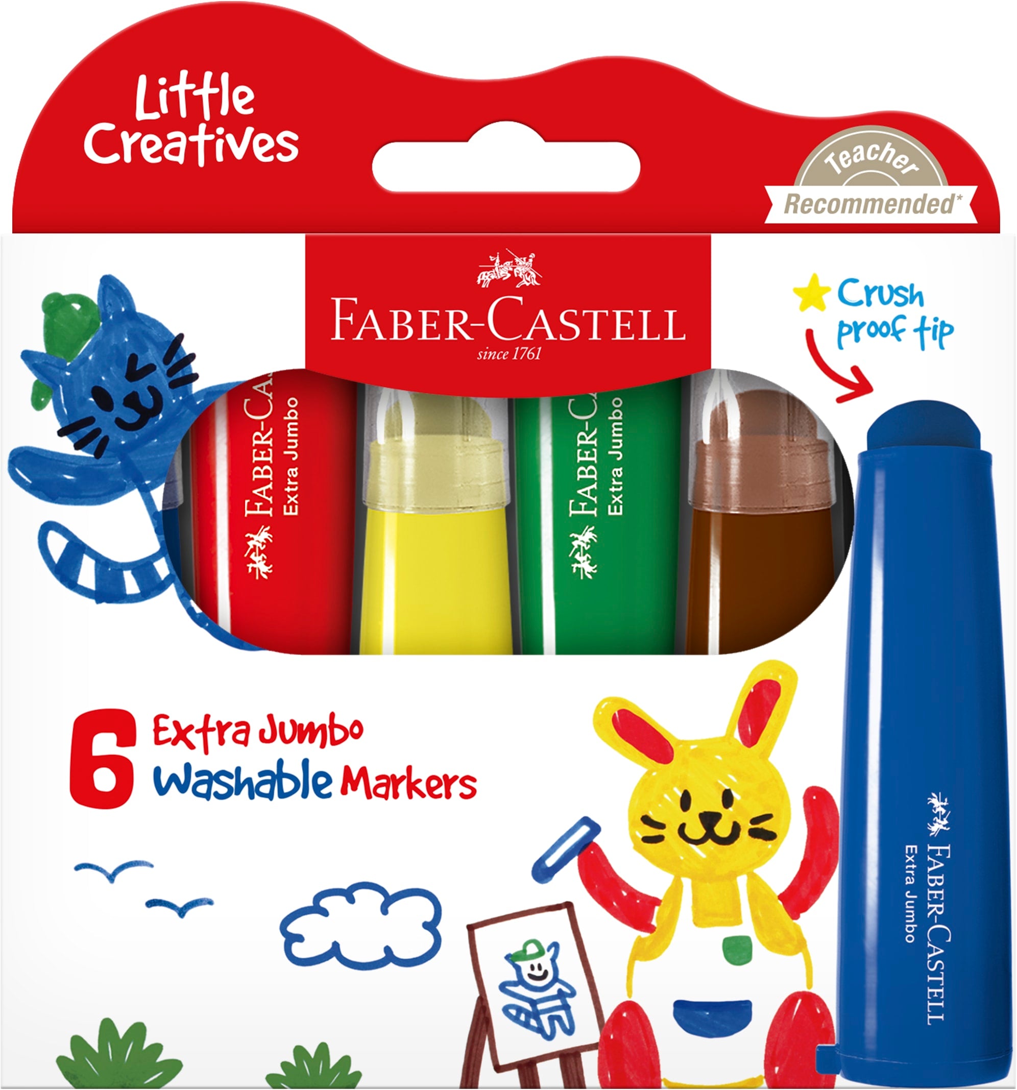 Faber-Castell Little Creatives Extra Jumbo Washable Markers Pack of 6