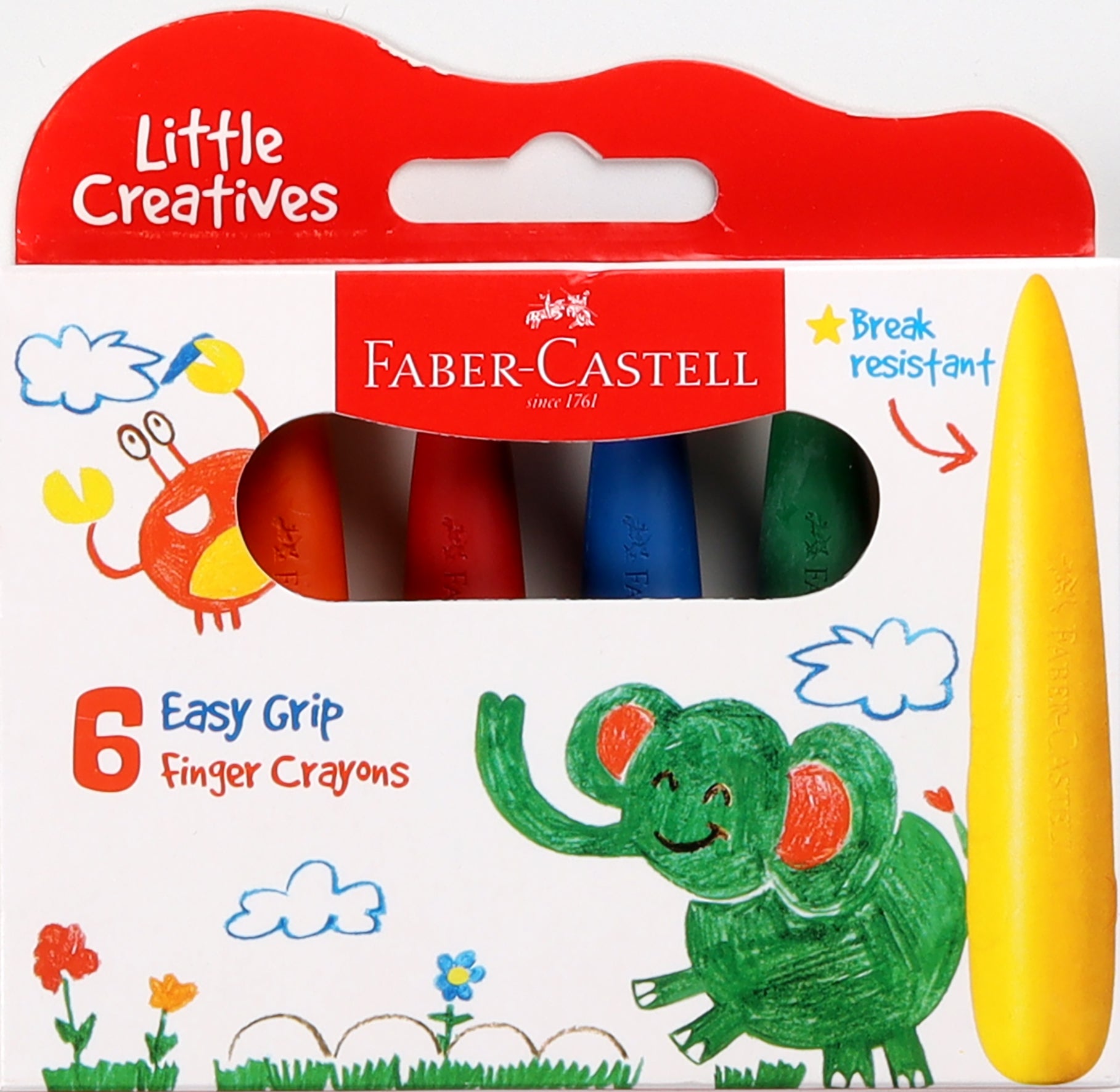 Faber-Castell Little Creatives Easy Grip Finger Crayons Pack of 6