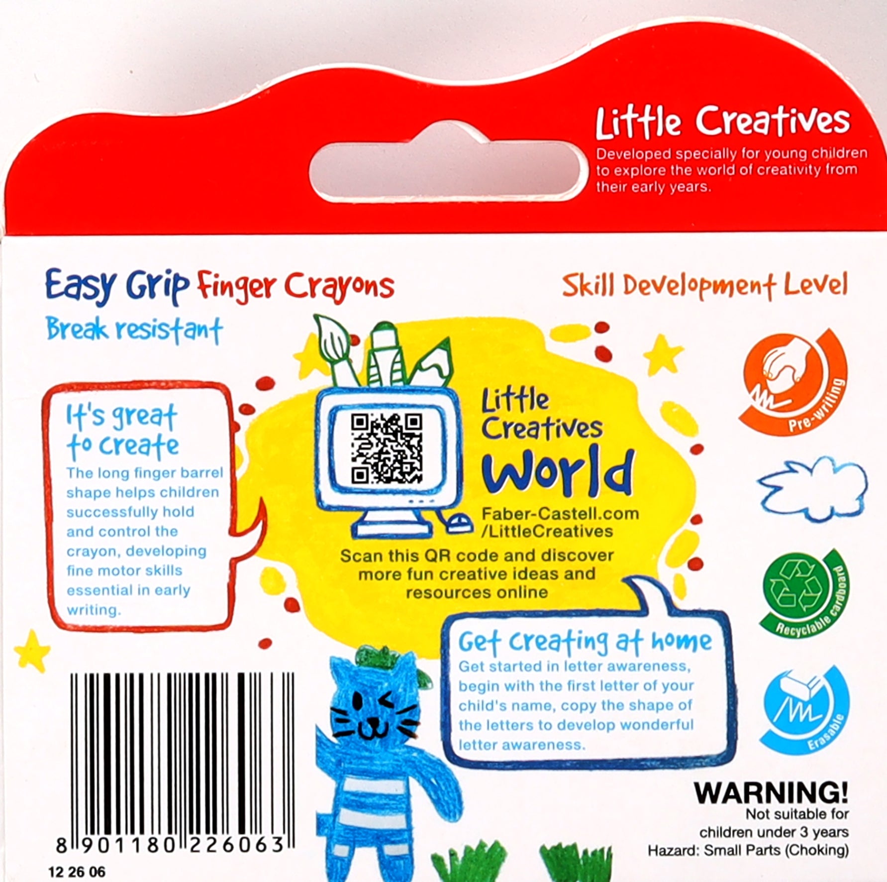 Faber-Castell Little Creatives Easy Grip Finger Crayons Pack of 6