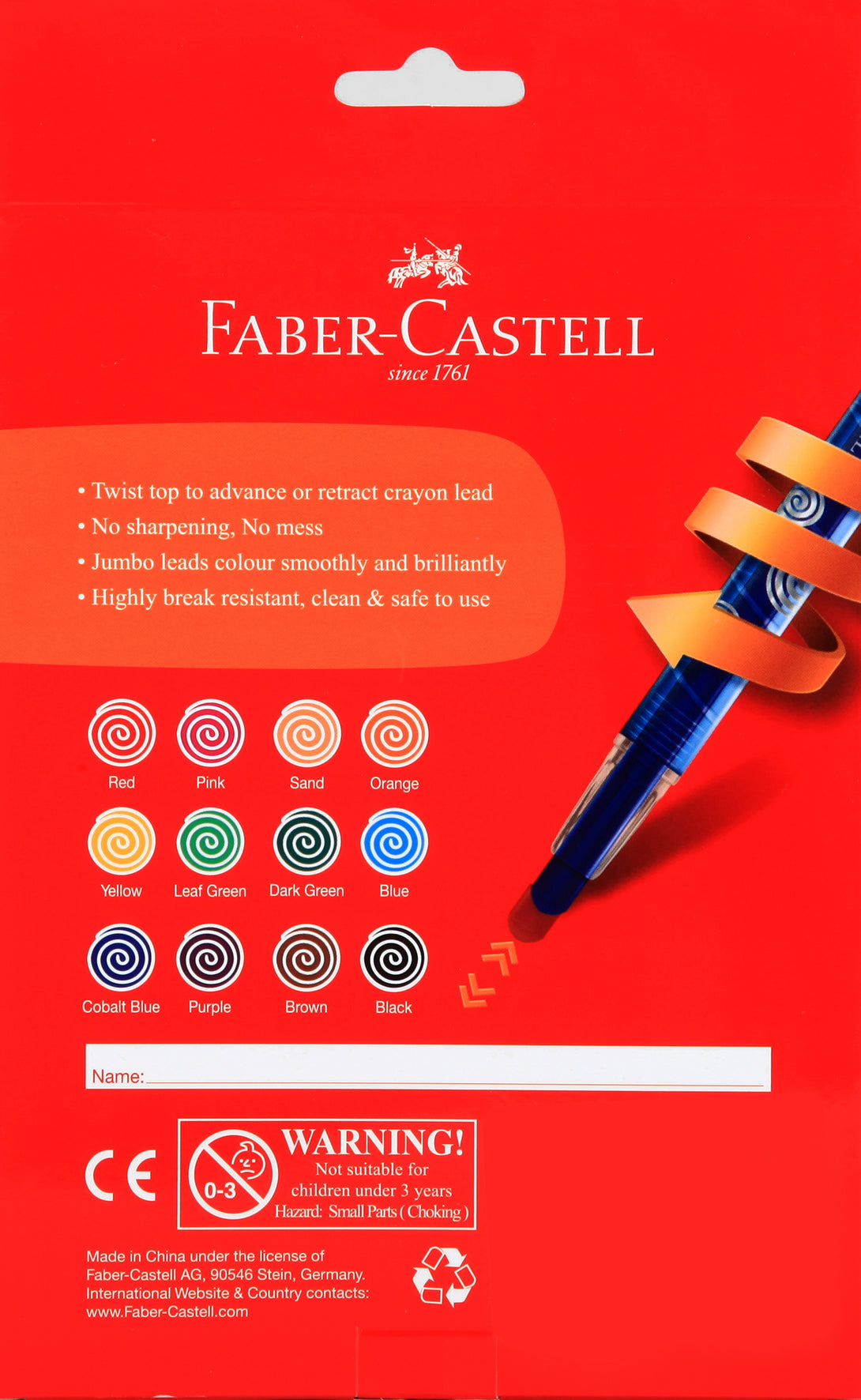 Faber-Castell Jumbo Twist Crayon 10Mm Box of 12