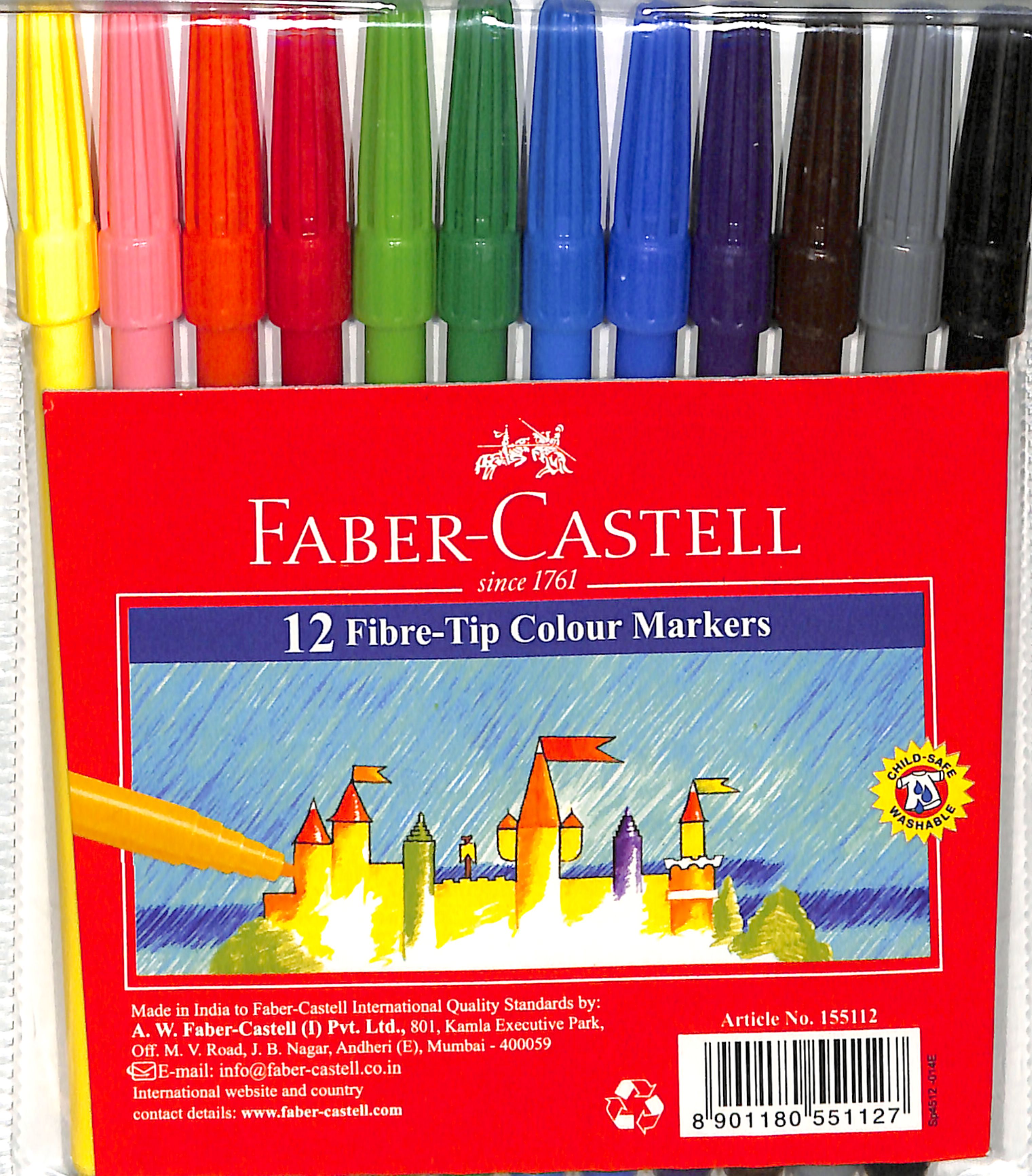Faber-Castell Fibre-Tip Colour Markers Wallet of 12