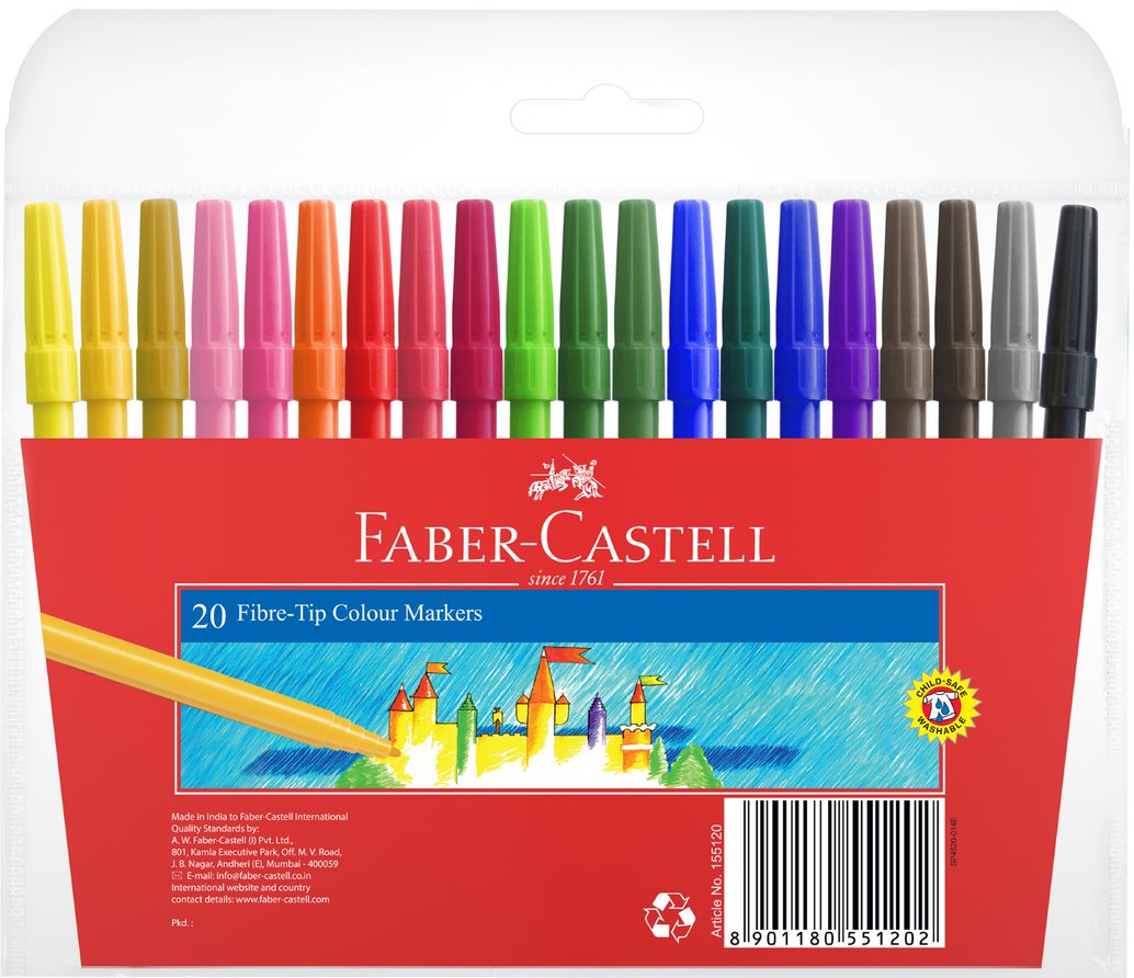 Faber-Castell Fibre-Tip Colour Markers Wallet of 20