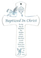 Baptism Cross: White With Blue Lettering and Ribbon (Mahogany)