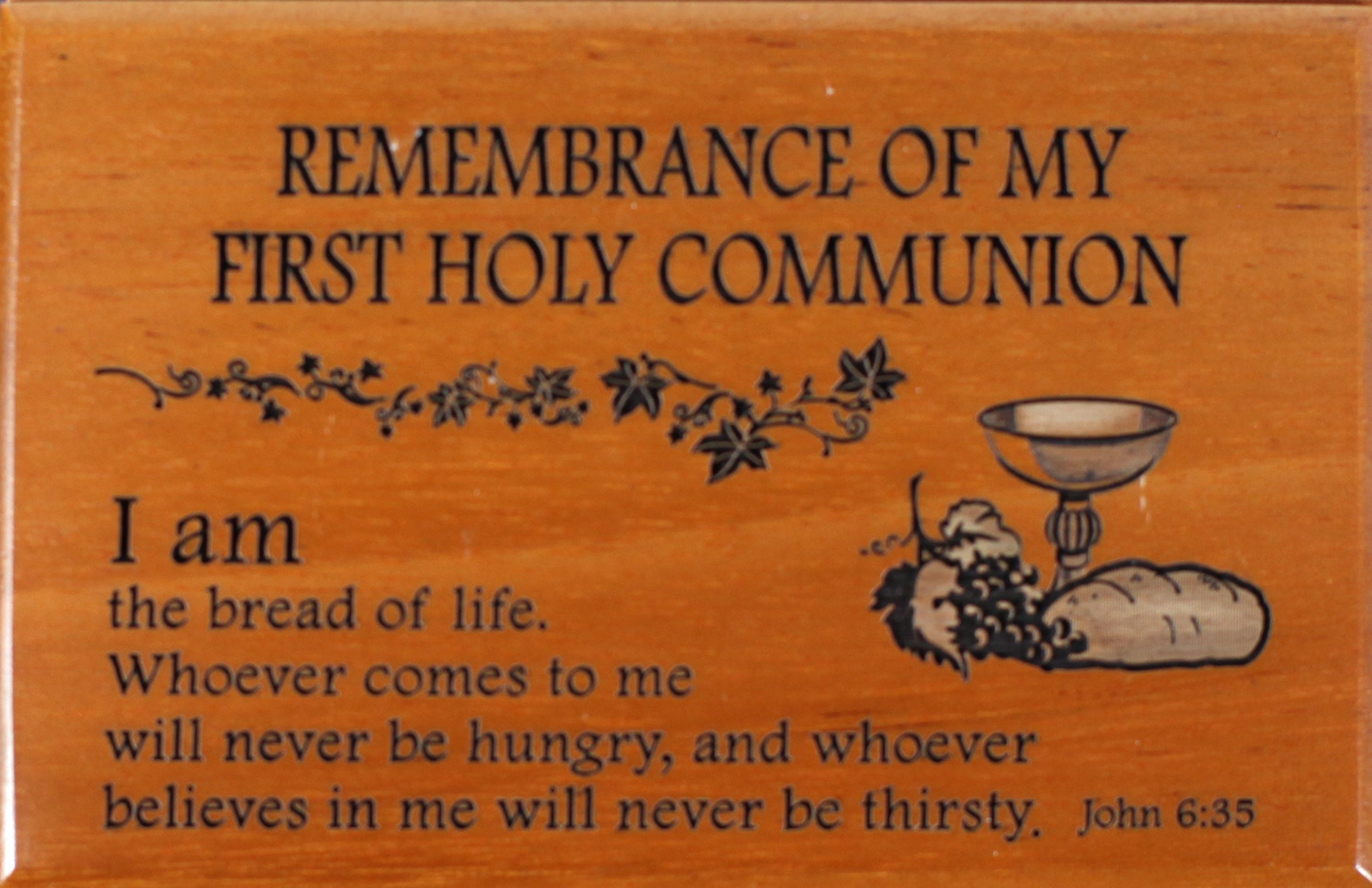 Keepsake Box: First Holy Communion, I Am the Bread of Life (Mahogany)