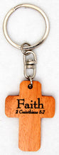 Cross Keyring: Faith 2 Corinthians 5:7 (Mahogany)