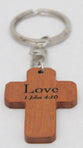 Cross Keyring: Love 1 Corinthians 13:4-8 (Mahogany)