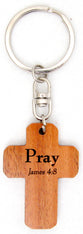 Cross Keyring: Pray, James 4:8 (Mahogany)
