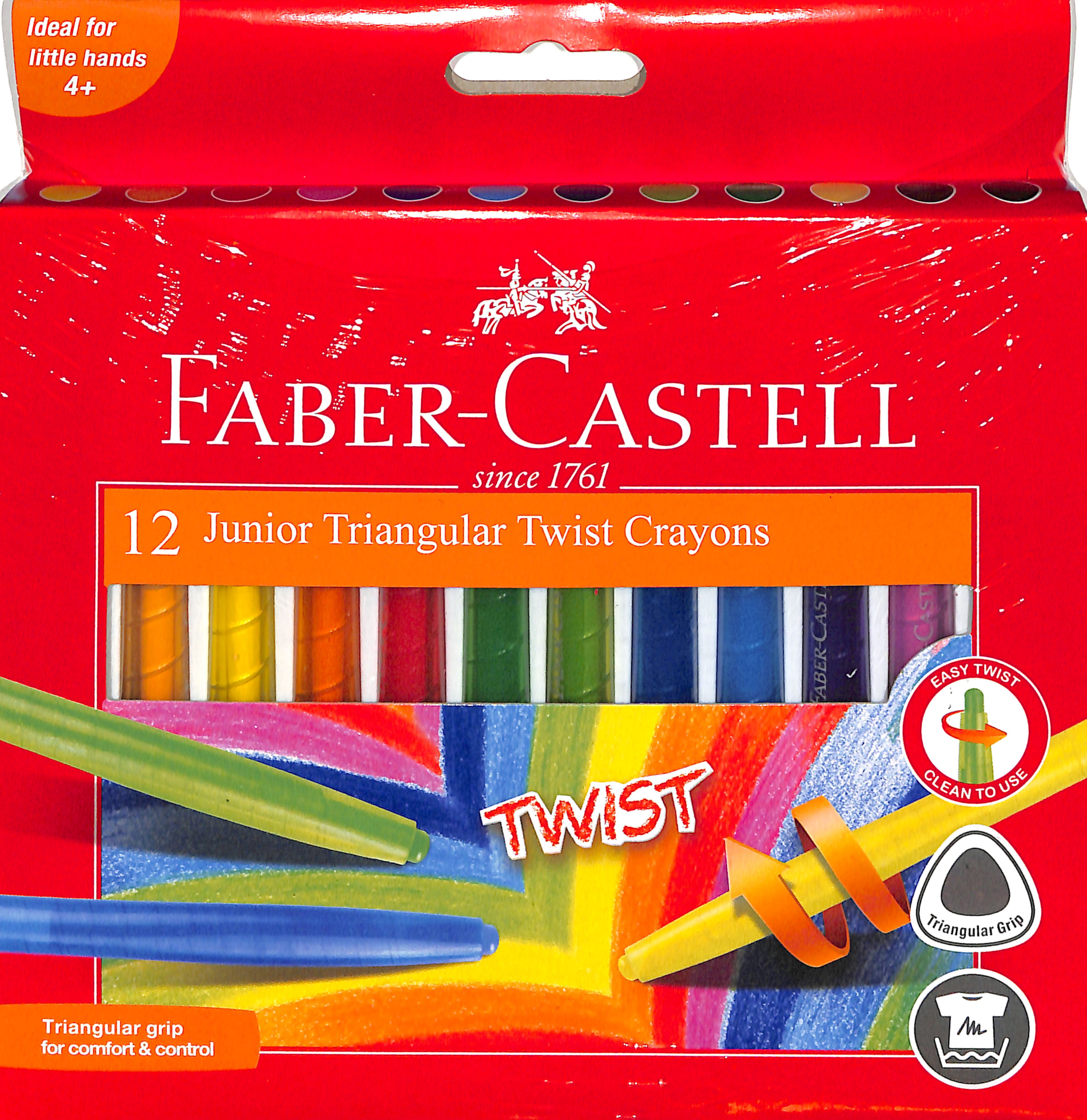 Faber-Castell Junior Triangular Twist Crayon 6mm Box of 12