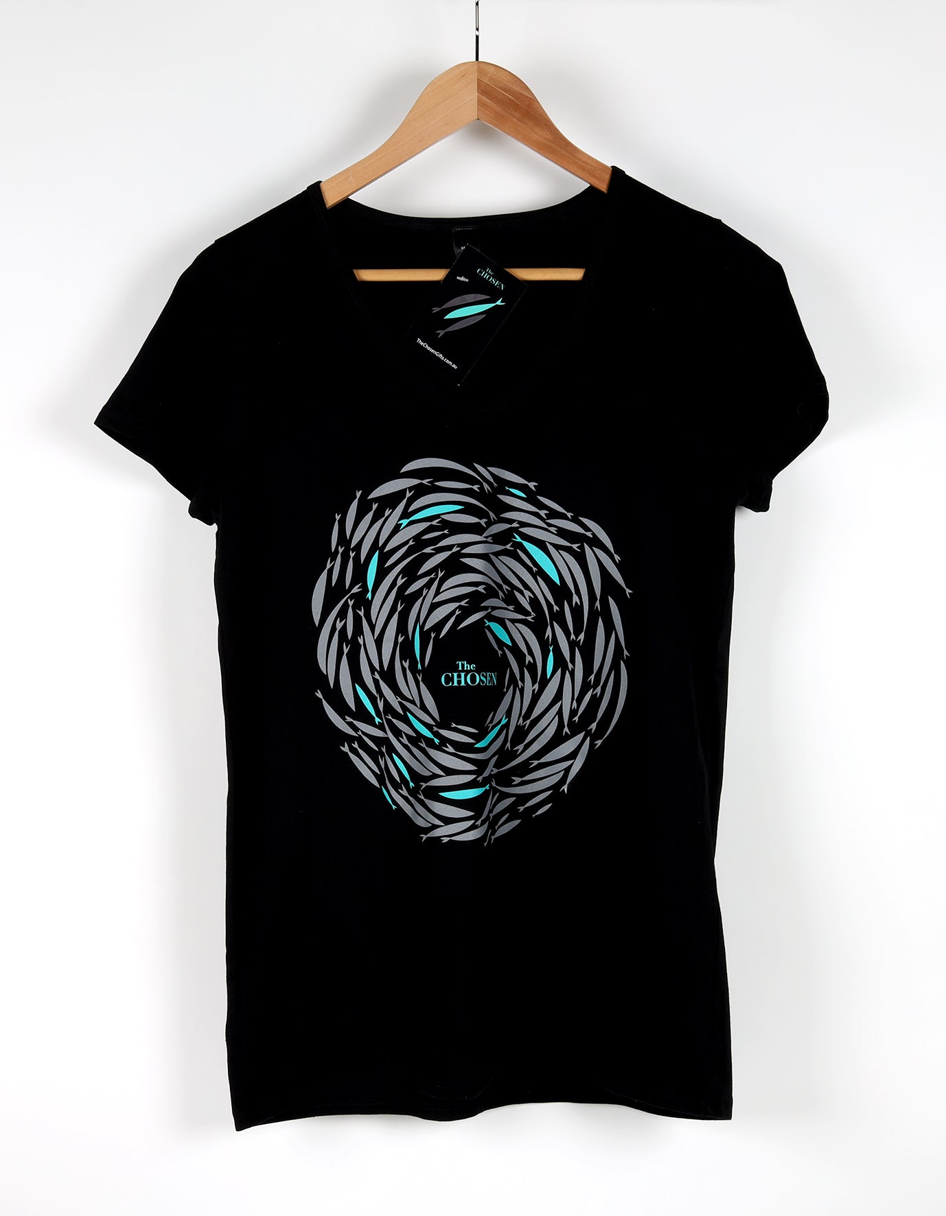 Against the Current Tee, Xsmall, V Neck, Black