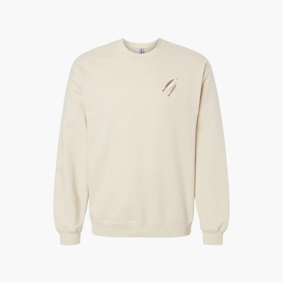 Three Fish Crewneck Sweatshirt, Small, Sand