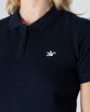 Womens Pique Polo: Dove, Small, White on Navy (Front & Back Embroidery)