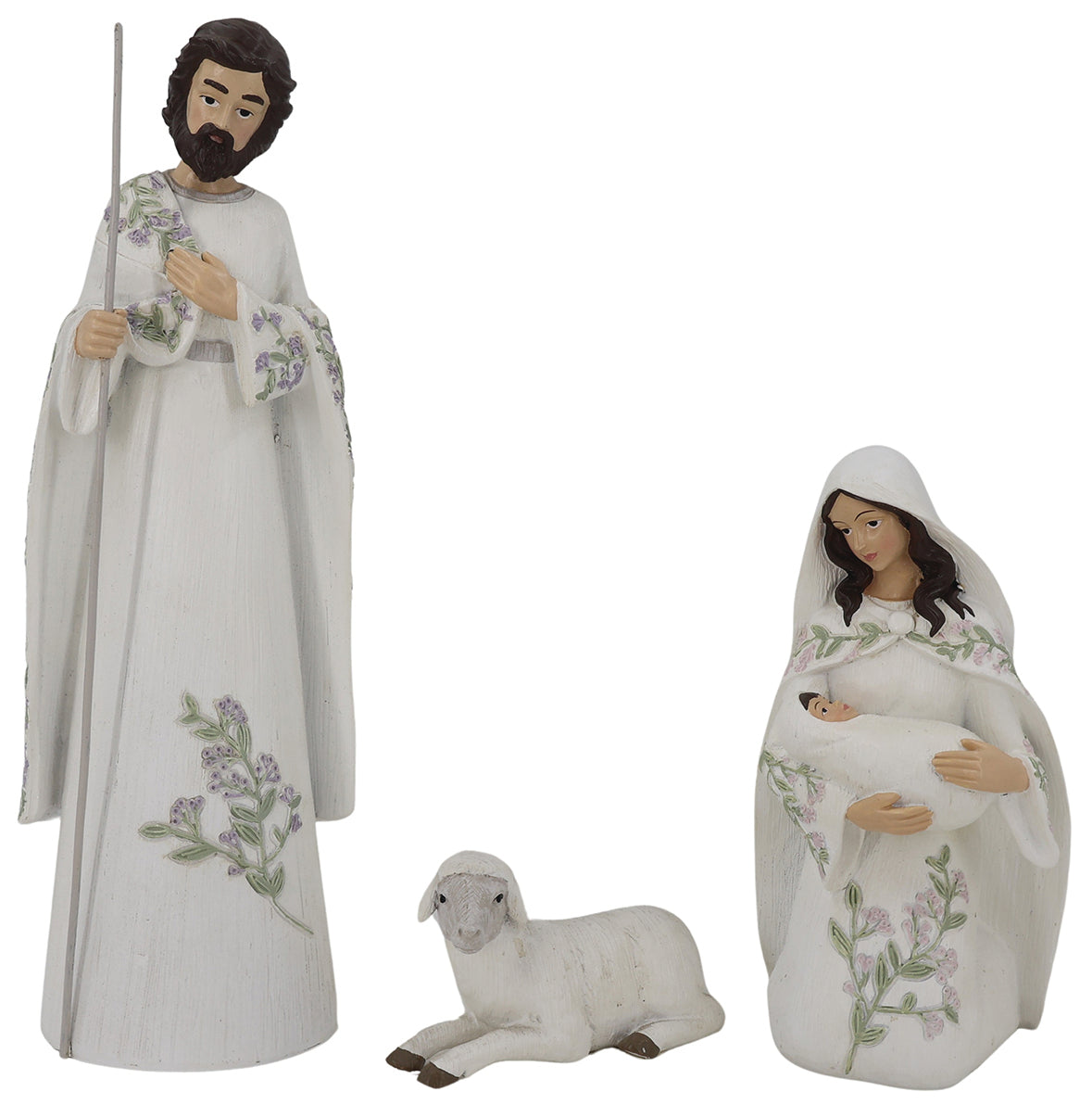 Holy Family, Traditional (3 Piece Set): Resin, Comes in a white box with a colour label
