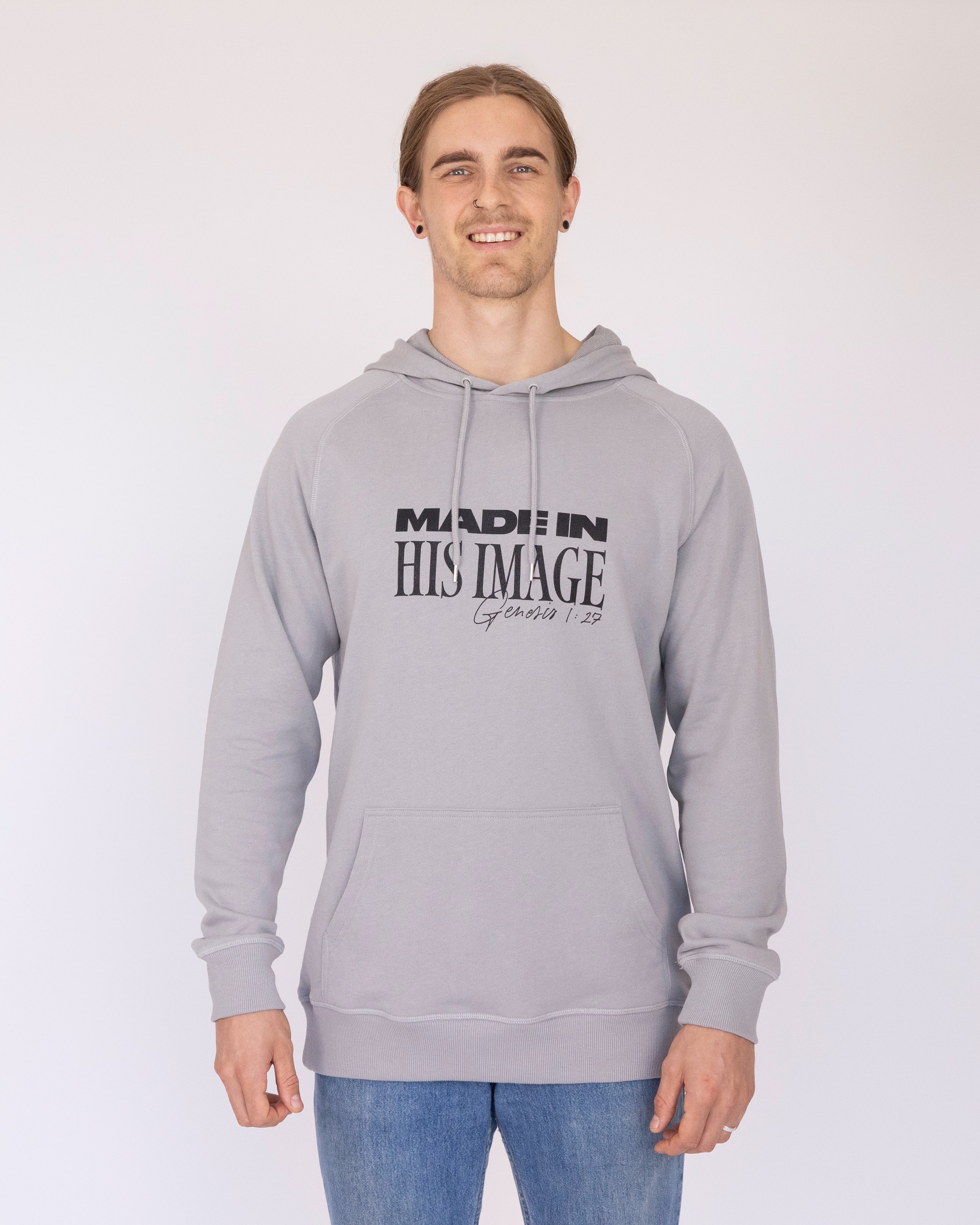 Premium Hoodie: Made In His Image, XSmall, Black on Storm