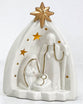 Ceramic Manger with LED, white/gold, simple cave shape, Comes in a white box