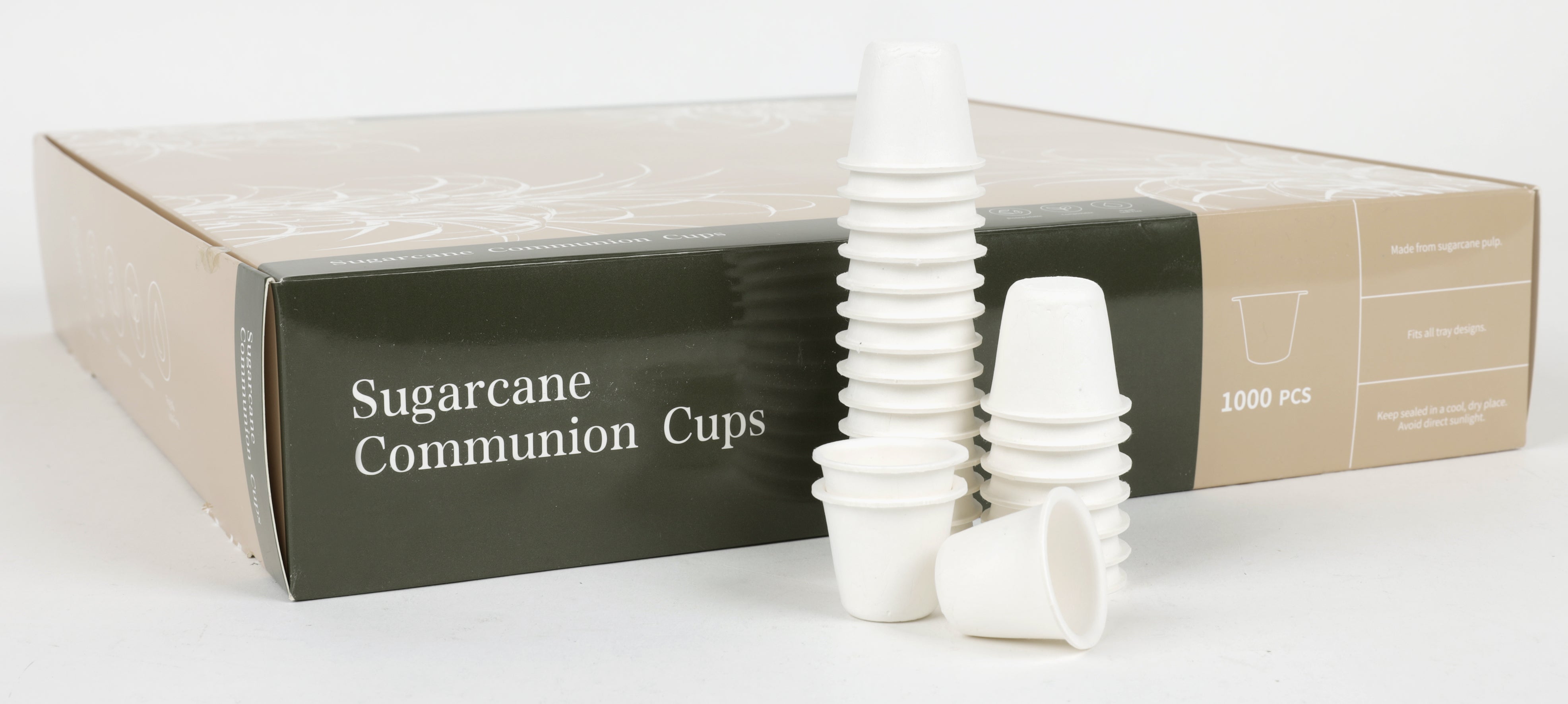 Communion Cups: Sugarcane Eco Friendly, Biodegradable, PFAS free (Box Of 1000)