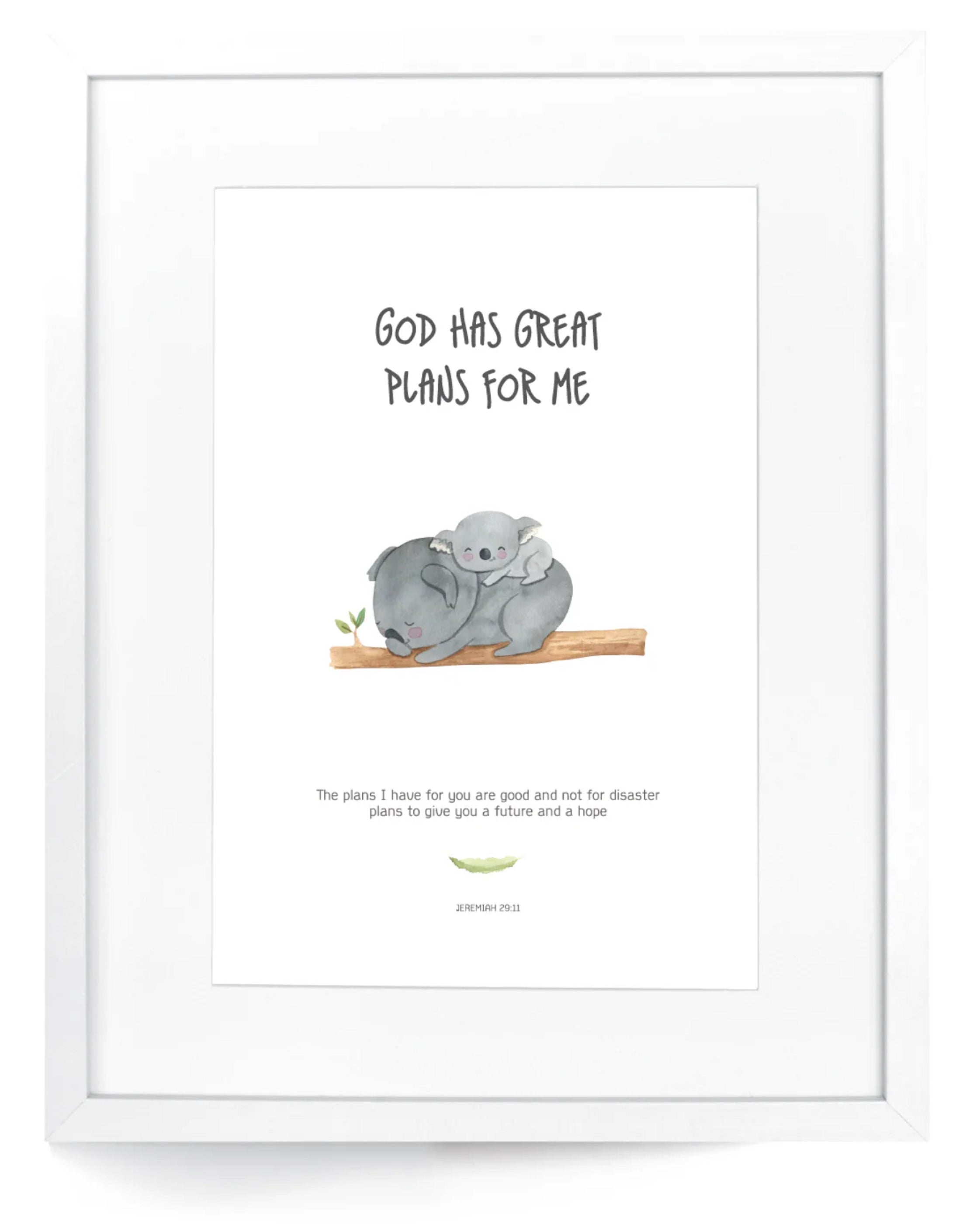 Framed Wall Art: KOALA - God has great plans for me