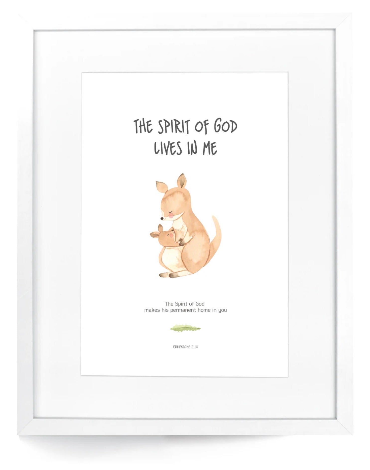 Framed Wall Art: KANGAROO - The Spirit of God lives in me
